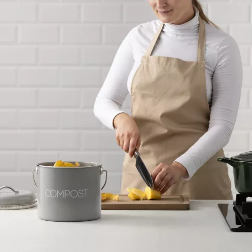Metalowy kosz na kompost Navaris, szary, 3L + 3x filtr, 49642.1.22