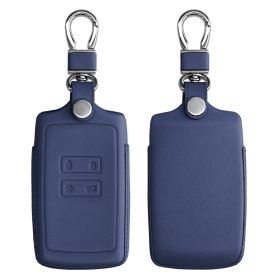  Etui na kluczyki do samochodu Renault / Dacia - 4 przyciski - Keyless Go, kwmobile, Skóra naturalna, Niebieski, 54669.04