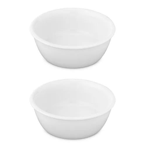 Zestaw 2 misek Navaris na wodę i karmę, psy/koty, biały, ceramiczny, 57207.2