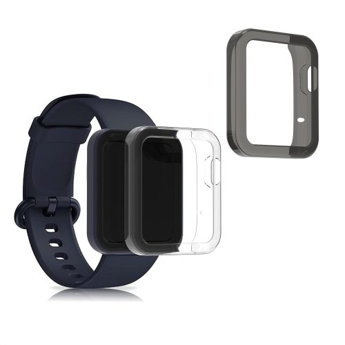 Zestaw 2 etui do zegarka Xiaomi Mi Watch Lite/Redmi, Kwmobile, przezroczysty/czarny, silikon, 54528.03