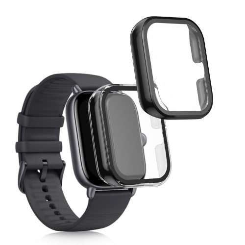 Zestaw 2 etui do Huami Amazfit GTS 3, Kwmobile, przezroczysty/czarny, plastikowy, 57432.02