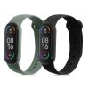 Zestaw 2 pasków do inteligentnej opaski Xiaomi Mi 6/Mi Band 6/Mi Band 5, Kwmobile, czarny/zielony, silikon, 57428.04