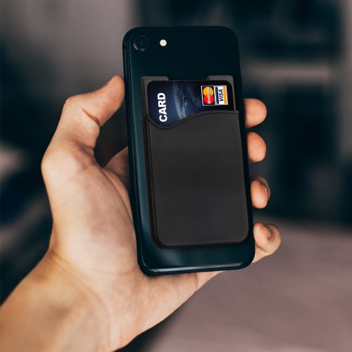 Zestaw 3 etui na karty bankowe do telefonu, Kwmobile, czarno-szary, silikon, 49594.06