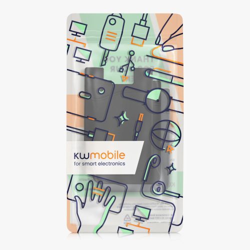 Zestaw 3 etui na karty bankowe do telefonu, Kwmobile, czarno-szary, silikon, 49594.06