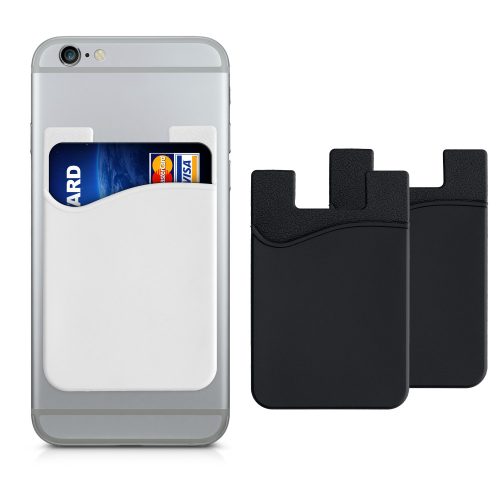 Zestaw 3 etui na karty bankowe do telefonu, Kwmobile, czarno-biały, silikon, 49594.07