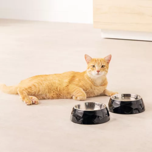 Zestaw 2 misek dla zwierząt Navaris, Metal, Czarny, 57479.01