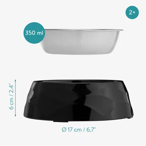 Zestaw 2 misek dla zwierząt Navaris, Metal, Czarny, 57479.01
