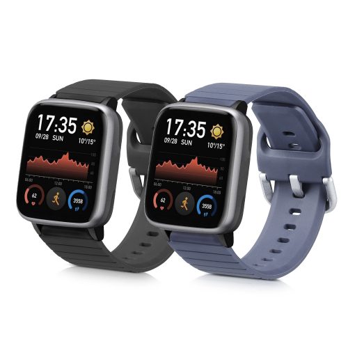 Zestaw 2 pasków do Willful Smartwatch/Fitnesstracker, Kwmobile, Czarny/Szary, Silikon, 56230.02