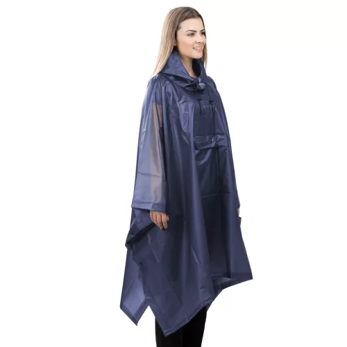 Poncho przeciwdeszczowe Navaris unisex, 100x154 cm, wodoodporne, niebieskie, EVA, 52203.01.17