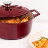 Navaris Garnek żeliwny z powłoką zapobiegającą przywieraniu do kuchenek/piekarników - 20 cm - 2,5 l - czerwony, 58000.01.20