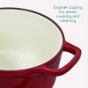 Navaris Garnek żeliwny z powłoką zapobiegającą przywieraniu do kuchenek/piekarników - 20 cm - 2,5 l - czerwony, 58000.01.20