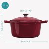 Navaris Garnek żeliwny z powłoką zapobiegającą przywieraniu do kuchenek/piekarników - 20 cm - 2,5 l - czerwony, 58000.01.20