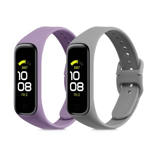 Zestaw 2 pasków do Samsung Galaxy Fit 2, Kwmobile, szary/fioletowy, silikon, 53962.06