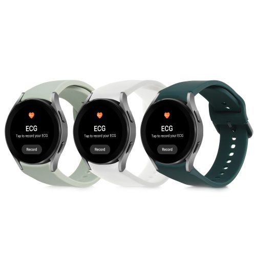Pasek do zegarka Samsung 4 (40 mm)/Watch 4 (44 mm)/Watch 4 Classic (42 mm), Kwmobile, zielony/biały, silikon, 58172.01