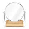 Oglinda cosmetica Navaris, tava pentru bijuterii, 2x marire, 17.5x20.5 cm, argintiu, sticla/metal