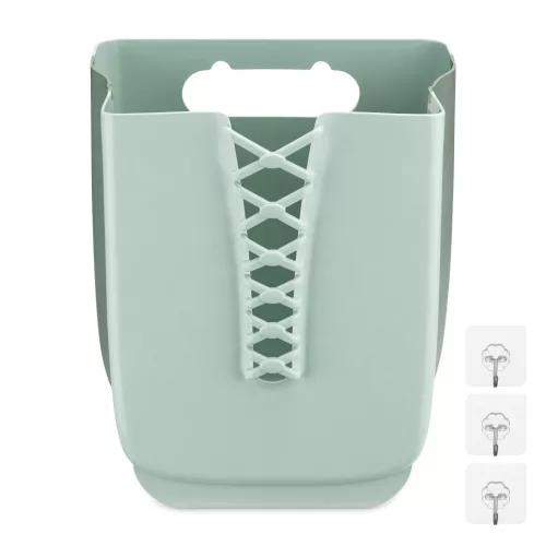 Cos rufe pliabil Navaris, 30 L, montaj pe perete, kit montaj inclus, verde, polipropilena/cauciuc