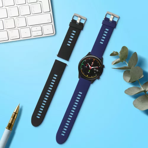 Zestaw 2 pasków do zegarka Xiaomi Mi/Mi Watch Color Sport, Kwmobile, czarny/niebieski, silikon, 58466.01