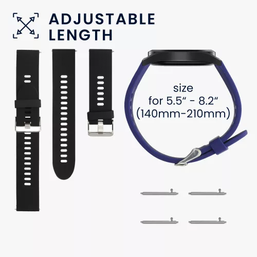 Zestaw 2 pasków do zegarka Xiaomi Mi/Mi Watch Color Sport, Kwmobile, czarny/niebieski, silikon, 58466.01