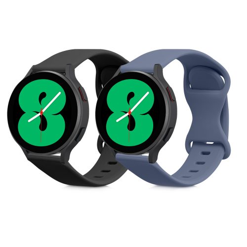 Zestaw 2 pasków do zegarka Samsung Galaxy Watch 4 (40 mm)/Galaxy Watch 4 (44 mm)/Galaxy Watch 4 Classic (42 mm), Kwmobile, Czarny/Niebieski, Silikon, 58740.01