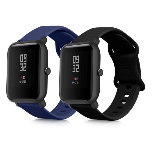 Zestaw 2 pasków do Huami Amazfit Bip S/Amazfit Bip S Lite, Kwmobile, czarny/niebieski, silikon, 58717.01