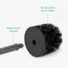 Suport perie WC ceramic Navaris, 12x40.5 cm, maner inox, bej, otel inoxidabil