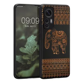   Etui Kwmobile do Xiaomi 12/12X, drewno, brązowy/czarny, 56788.05