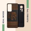 Etui Kwmobile do Xiaomi 12/12X, drewno, brązowy/czarny, 56788.05