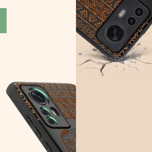 Etui Kwmobile do Xiaomi 12/12X, drewno, brązowy/czarny, 56788.05