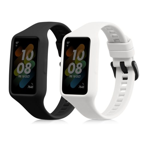Zestaw 2 pasków do Huawei Band 7/Band 6/Honor Band 6, Kwmobile, czarno-biały, silikon, 58914.02