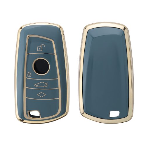 Etui na kluczyk samochodowy do BMW 3 przyciski, Kwmobile, niebiesko-złote, silikon, 56009.03