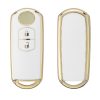 Etui na kluczyk samochodowy do Mazda 2 Buttons - Keyless Go, Kwmobile, Biały/Złoty, Silikon, 57044.02