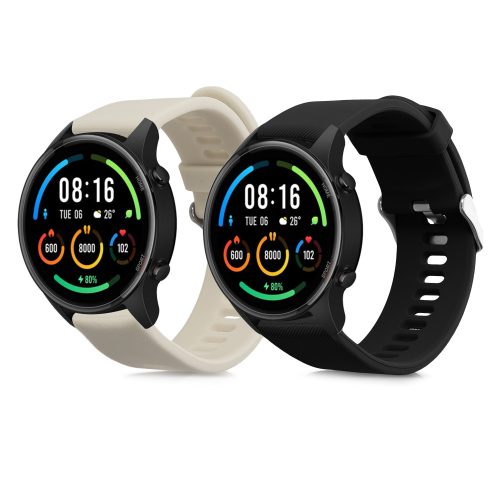 Zestaw 2 pasków do zegarka Xiaomi Mi/Mi Watch Color Sport, Kwmobile, czarny/szary, silikon, 58466.02