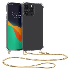   Etui Kwmobile do Apple iPhone 14 Pro Max, silikonowe, przezroczyste/złote, 59105.21