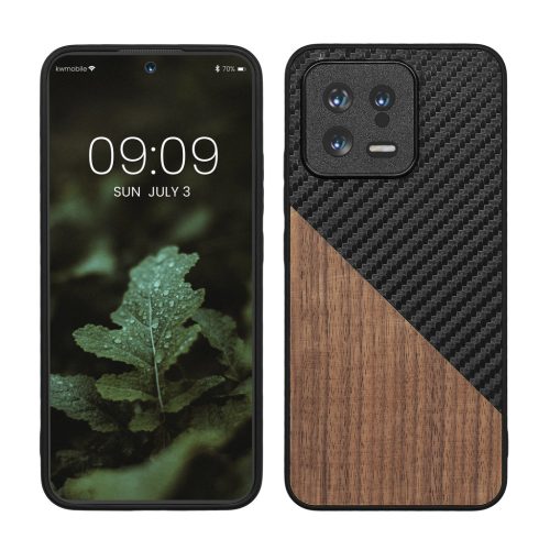 Etui Kwmobile do Xiaomi 13 5G, Brązowy/Czarny, Drewno/Silikon, 60705.01