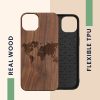 Etui kwmobile do Apple iPhone 14, drewno, brązowo-czarne, 59124.03