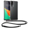 Etui Kwmobile ze smyczą do TCL 40 SE, przezroczyste/czarne, silikonowe, 61198.01