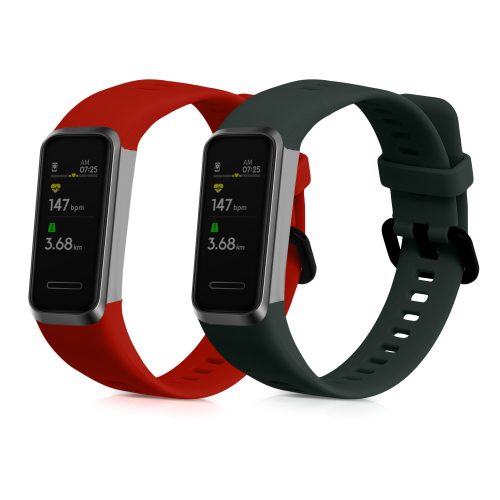Zestaw 2 pasków kwmobile do Huawei Band 4, silikon, zielony/czerwony, 59802.04