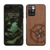 Etui Kwmobile do Xiaomi Redmi 10, brązowy/czarny, drewno/silikon, 56794.03