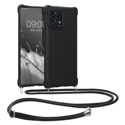 Etui Kwmobile ze smyczą do Motorola Edge 40 Pro/Edge Plus (2023), czarne, silikonowe, 61504.01