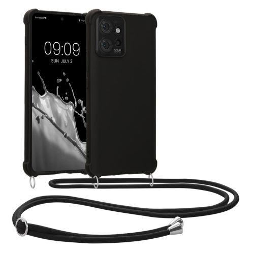 Etui Kwmobile ze smyczą do Motorola ThinkPhone, czarne, silikonowe, 61498.01