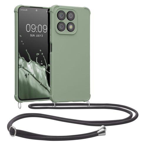 Etui Kwmobile ze smyczą do Honor X8a, jasnozielone, silikonowe, 61577.172
