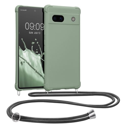 Etui Kwmobile ze smyczą do Google Pixel 7a, jasnozielone, silikonowe, 61600.172