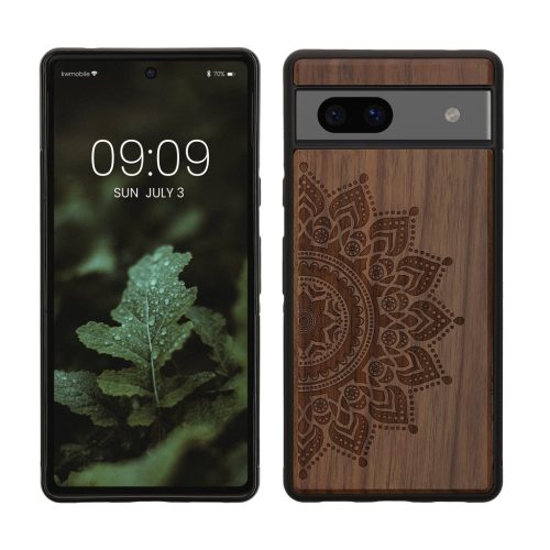 Etui Kwmobile do Google Pixel 7a, brązowe, drewno/silikon, 61603.01