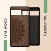 Etui Kwmobile do Google Pixel 7a, brązowe, drewno/silikon, 61603.01