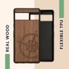 Etui Kwmobile do Google Pixel 7a, brązowe, drewno/silikon, 61603.02