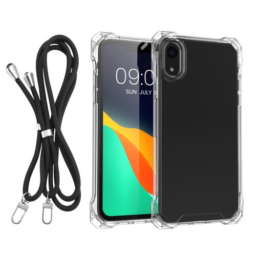 Etui Kwmobile z odpinanym sznurkiem do Apple iPhone XR, przezroczyste/czarne, poliwęglan, 61618.01