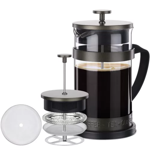 Presa franceza Navaris din sticla borosilicata, 1000ml, infuzor cafea ceai, 46547.03