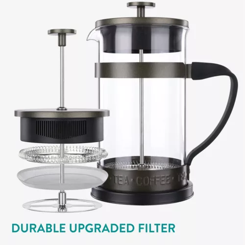 Presa franceza Navaris din sticla borosilicata, 1000ml, infuzor cafea ceai, 46547.03