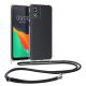 Etui Kwmobile ze smyczą do Motorola Moto E13, przezroczyste/czarne, silikonowe, 61623.01