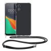 Etui Kwmobile ze smyczą do Motorola Moto E13, przezroczyste/czarne, silikonowe, 61623.01